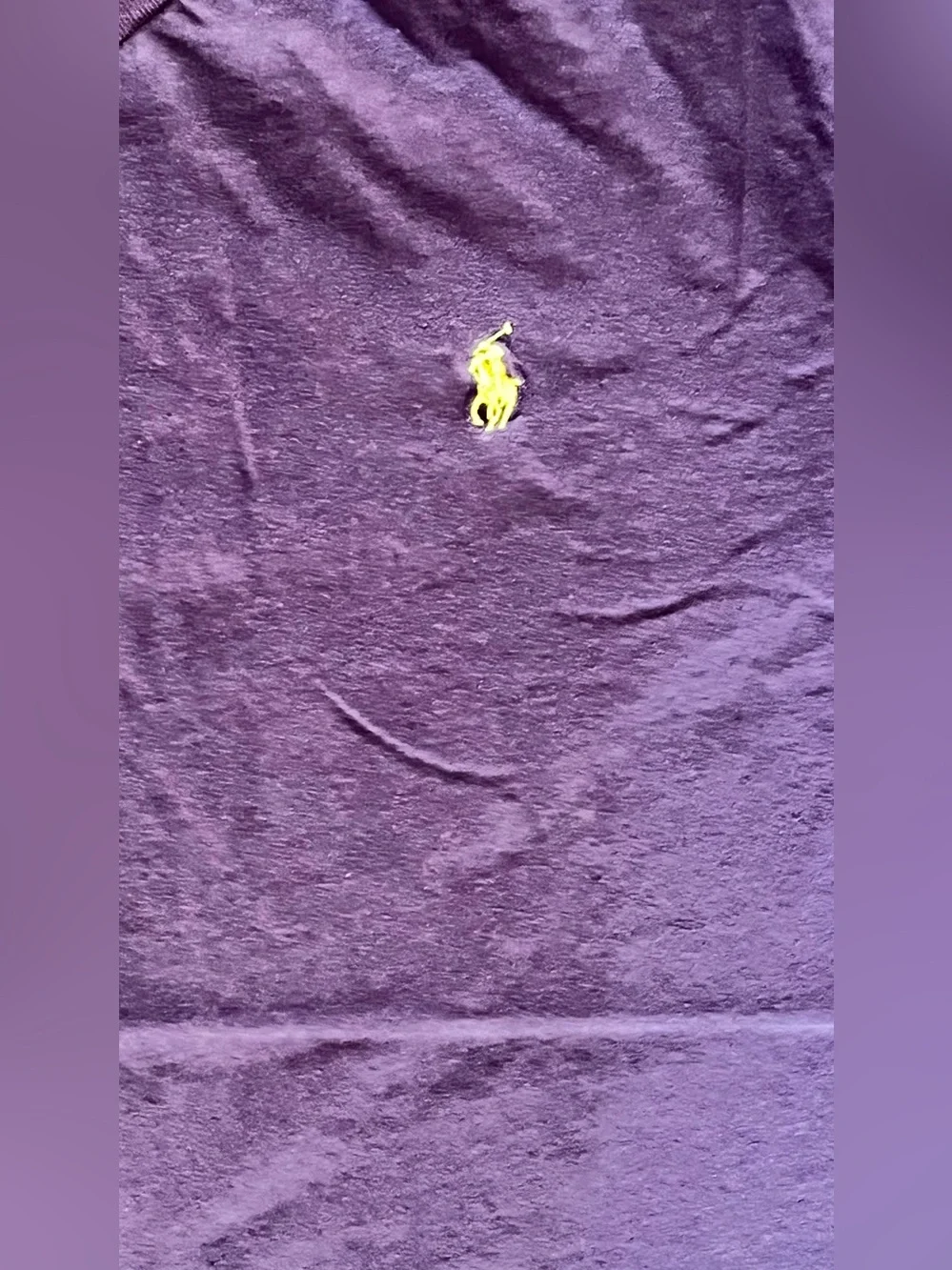 Polo by Ralph Lauren Men’s Purple V-Neck Cotton Tee with Yellow Pony Size Large